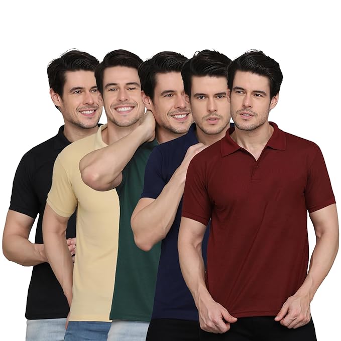 Elegant Cotton Polo T-Shirts Combo (Pack of 5)