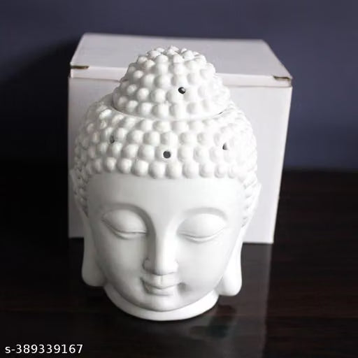 Buddha Head Ceramic Oil Burner | Black| Candle Holder| Aroma Diffuser