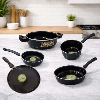 11 Pieces Complete Cookware Combo | Induction Bottom | Non-Stick Coated Cookware Set