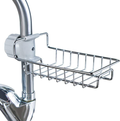 Sink Caddy Organizer | Adjustable Faucet Stand |Shelf Soap Sponge Drain Rack