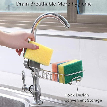 Sink Caddy Organizer | Adjustable Faucet Stand |Shelf Soap Sponge Drain Rack