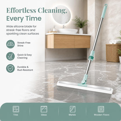 Magic Broom Sweeper for Floor Cleaning – Multifunctional Silicone Wiper Mop with Extendable Handle – Wet & Dry Use – Bathroom Floor Wiper & Window Squeegee Viper for Home