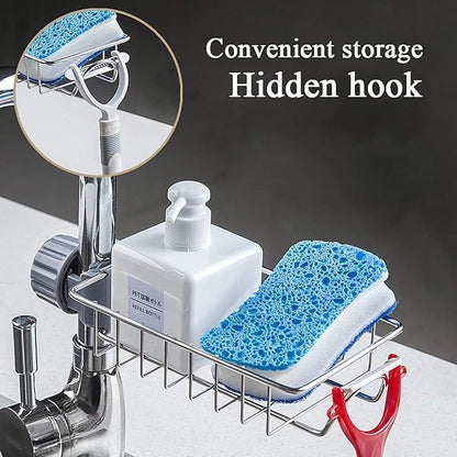 Sink Caddy Organizer | Adjustable Faucet Stand |Shelf Soap Sponge Drain Rack