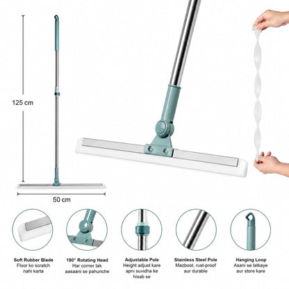 Magic Broom Sweeper for Floor Cleaning – Multifunctional Silicone Wiper Mop with Extendable Handle – Wet & Dry Use – Bathroom Floor Wiper & Window Squeegee Viper for Home