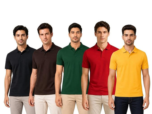 Elegant Cotton Polo T-Shirts Combo (Pack of 5)