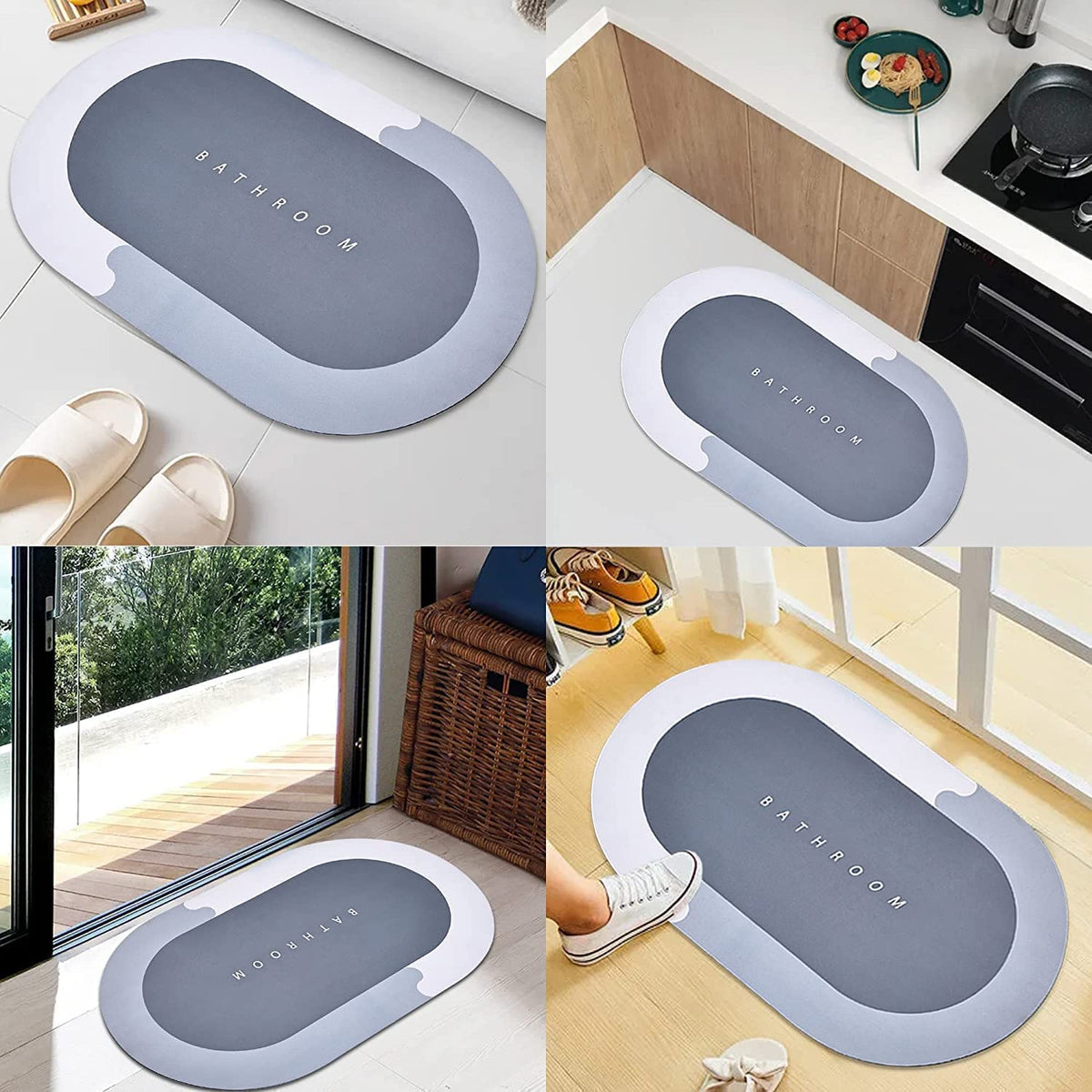 Bathroom Floor Mat | Water Absorbing Mat for Quick Dry| Pack of 2