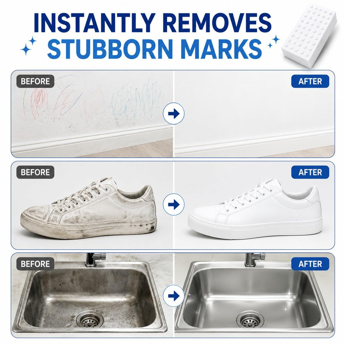 Magic Eraser | Pack of 4 | Removes 100+ Tough Stains