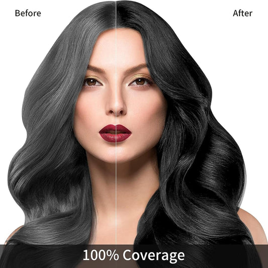 Unisex Instant Black Herbal Hair Dye Shampoo for Grey Hair Coverage 3 in 1(100ml)