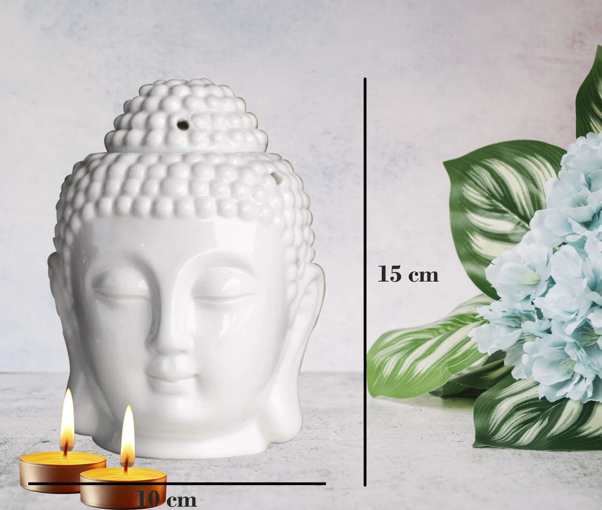 Buddha Head Ceramic Oil Burner | Black| Candle Holder| Aroma Diffuser