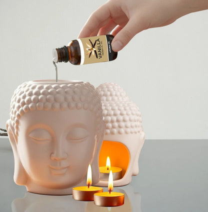 Buddha Head Ceramic Oil Burner | Black| Candle Holder| Aroma Diffuser